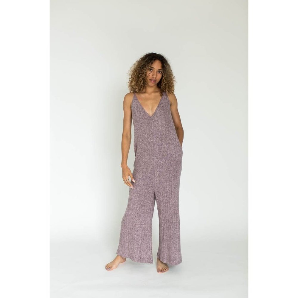 Mina Lisa Ribbed Weekend Fleece Lounge Jumpsuit